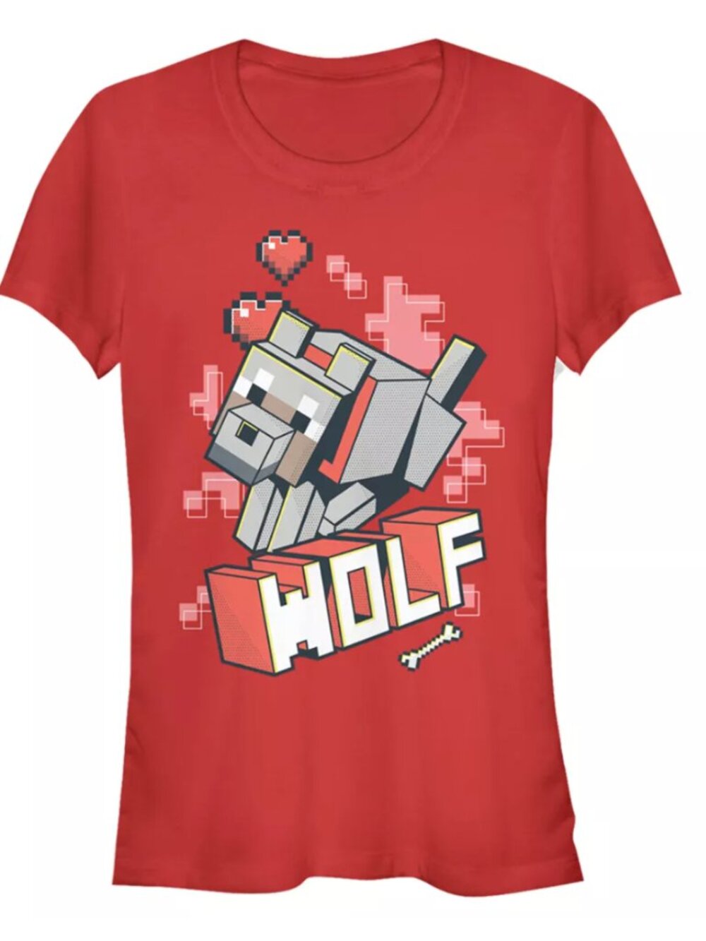 NWOT! Juniors / Women's Minecraft Wolf T-Shirt - Red - 2X Large